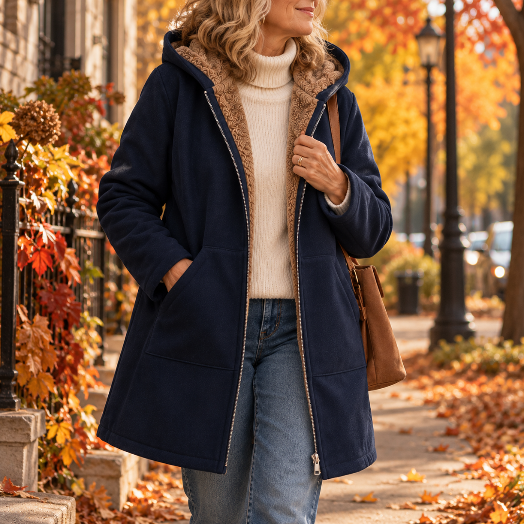 Evelyn™ | Cozy Sherpa-Lined Hooded Coat