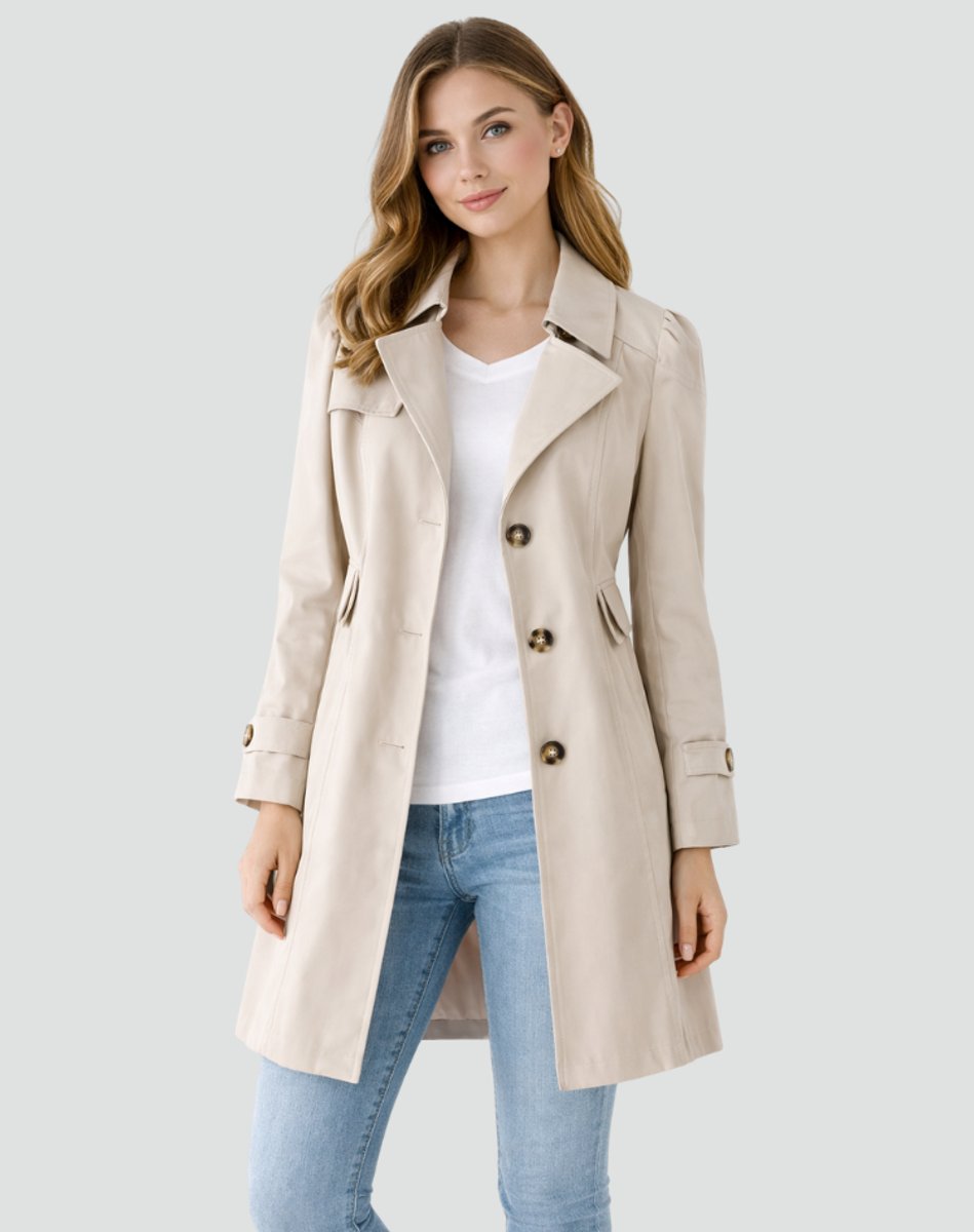 Charlotte | Women's Trench Coat with Shoulder Epaulets