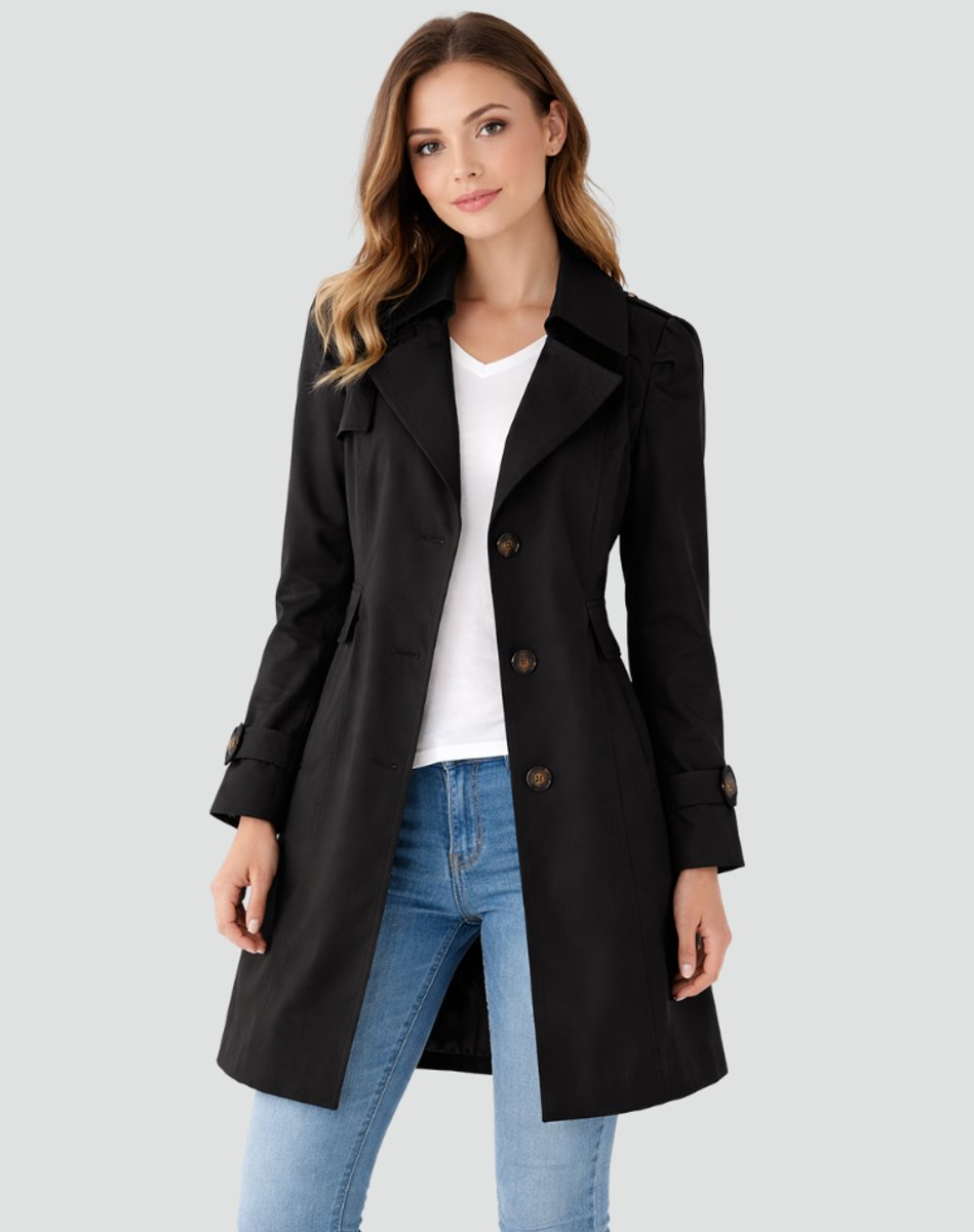 Charlotte | Women's Trench Coat with Shoulder Epaulets