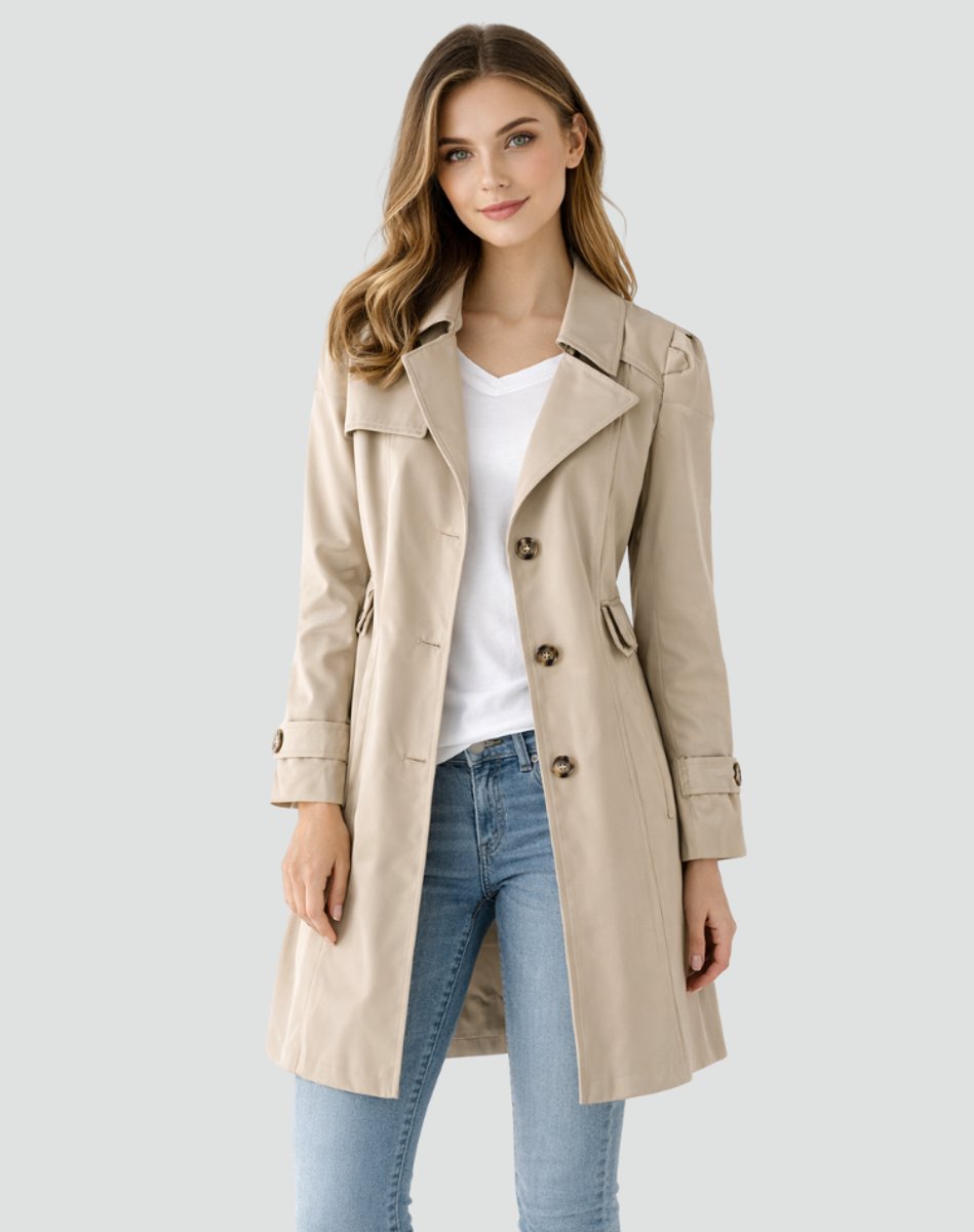 Charlotte | Women's Trench Coat with Shoulder Epaulets