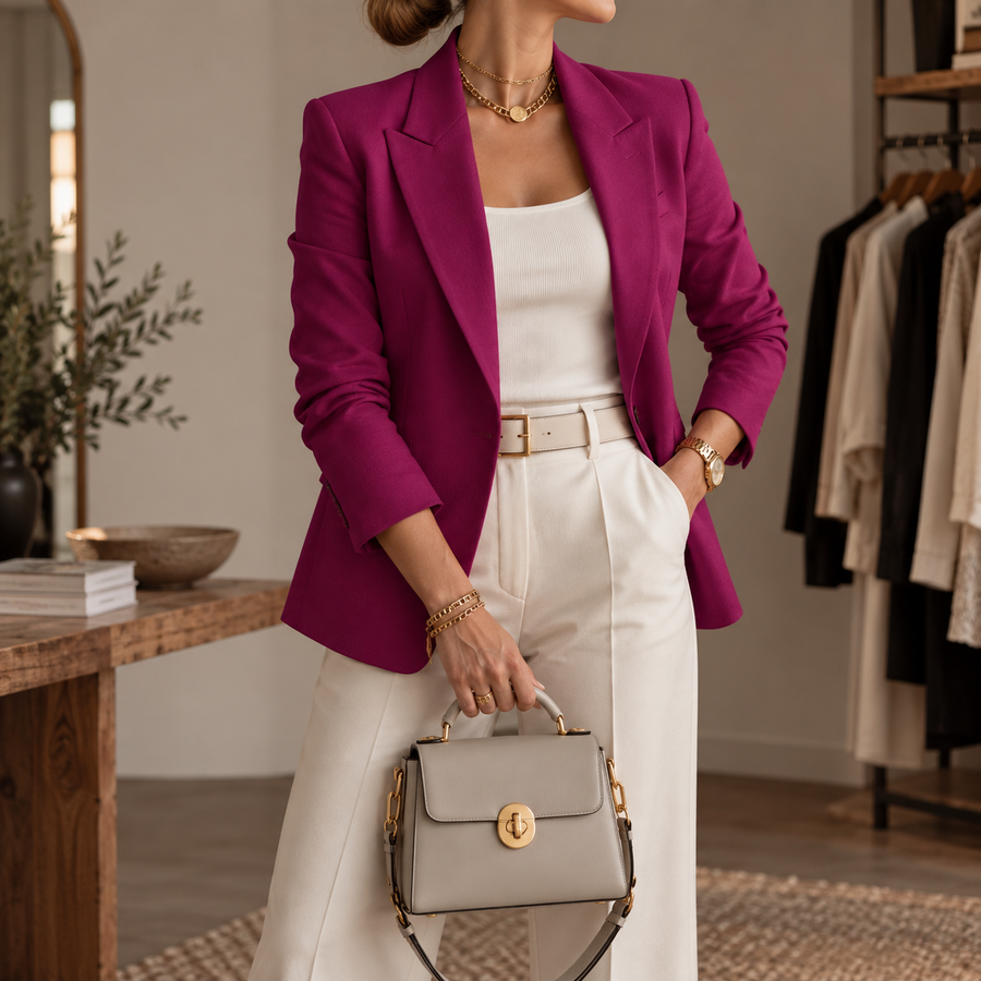 Fitted Blazer with One Button for Women