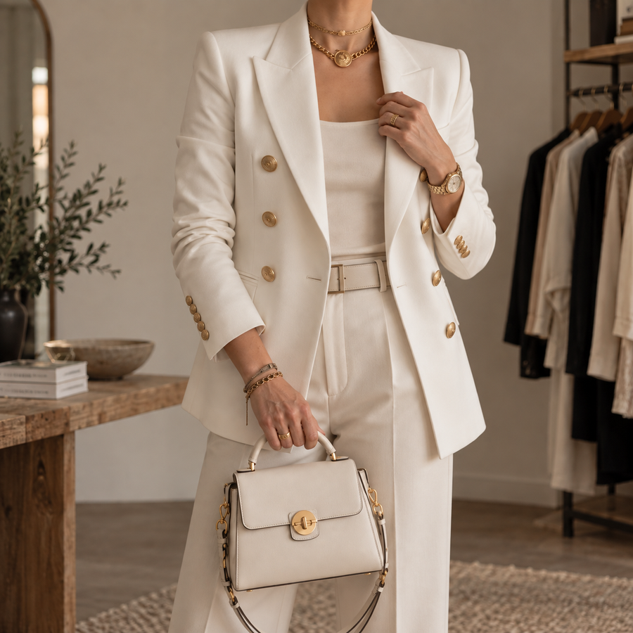 Adelaide | Women's Double-Breasted Tailored Blazer with Gold Buttons