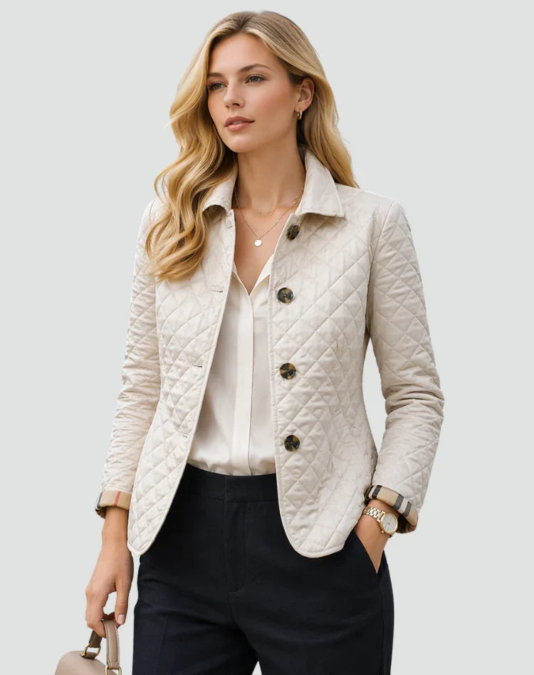 Edna | Women's Quilted Button Front Jacket with Collar