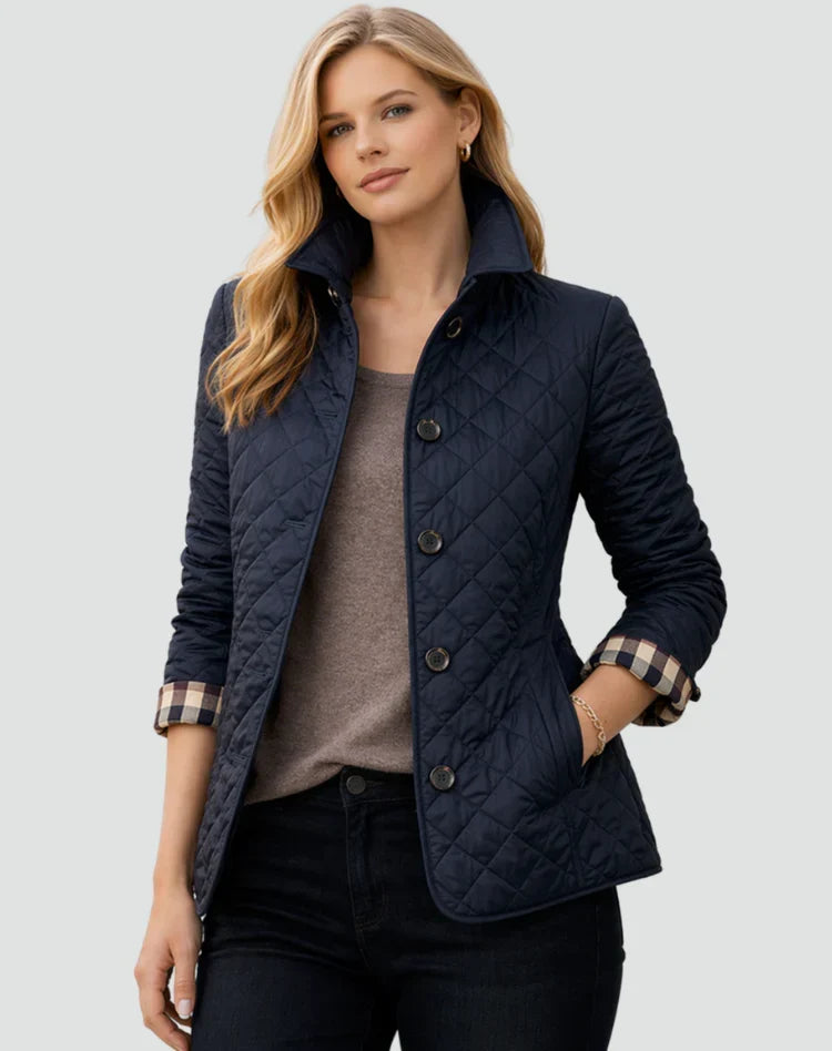 Edna | Women's Quilted Button Front Jacket with Collar