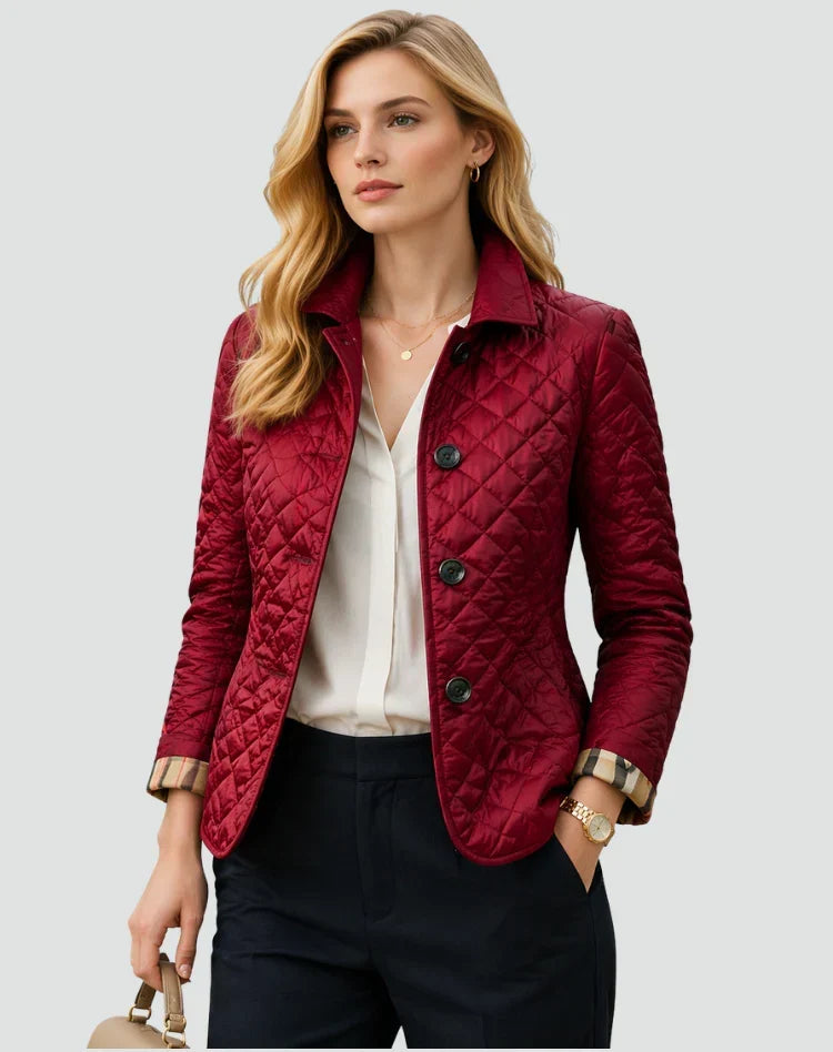 Edna | Women's Quilted Button Front Jacket with Collar