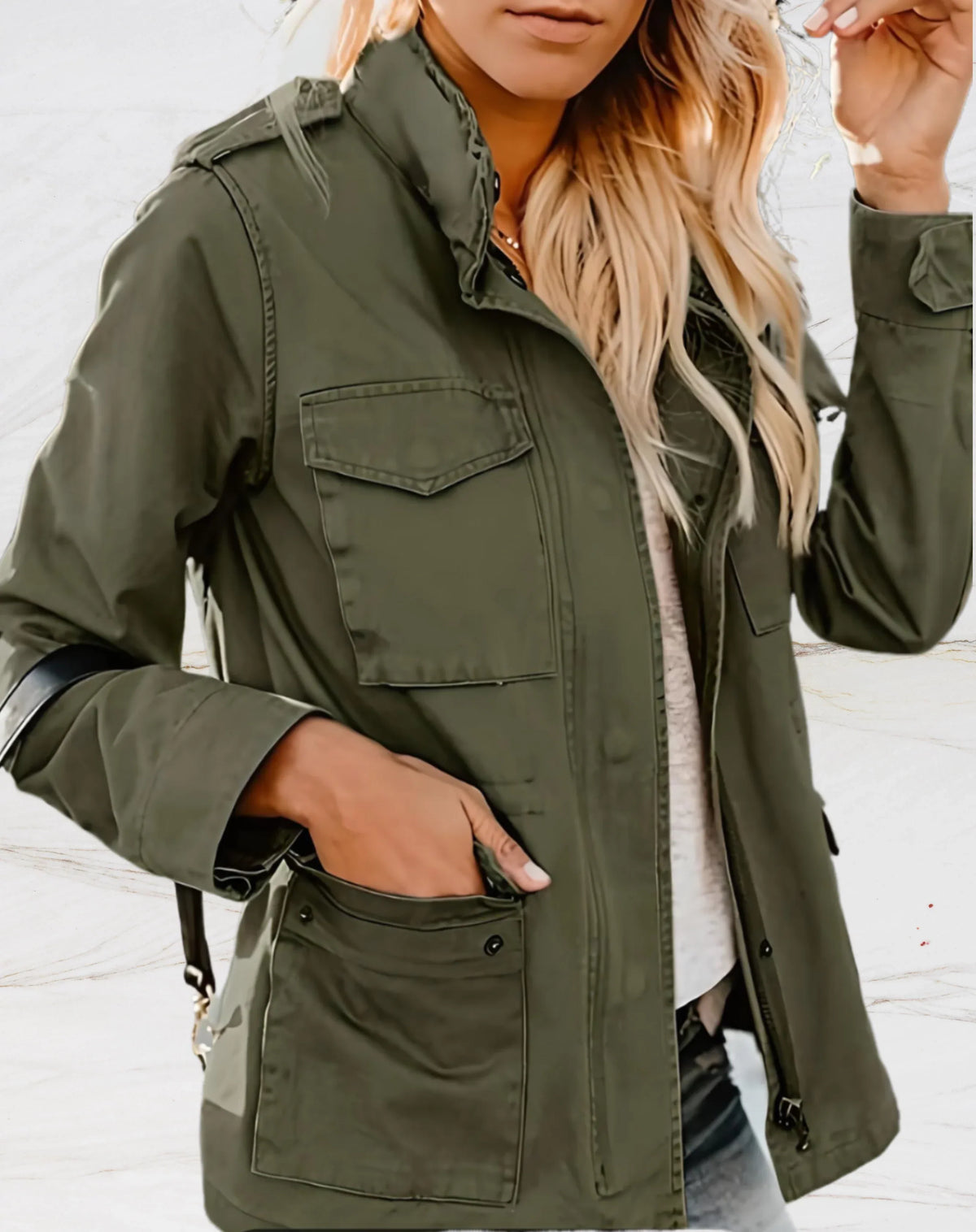 Rebecca | Women's Utility Jacket with Chest Pockets and Zip Front