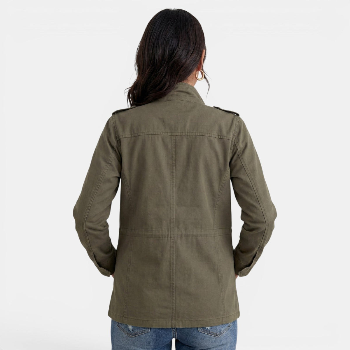 Relaxed Utility Jacket with Flap Pockets and a Snap Front