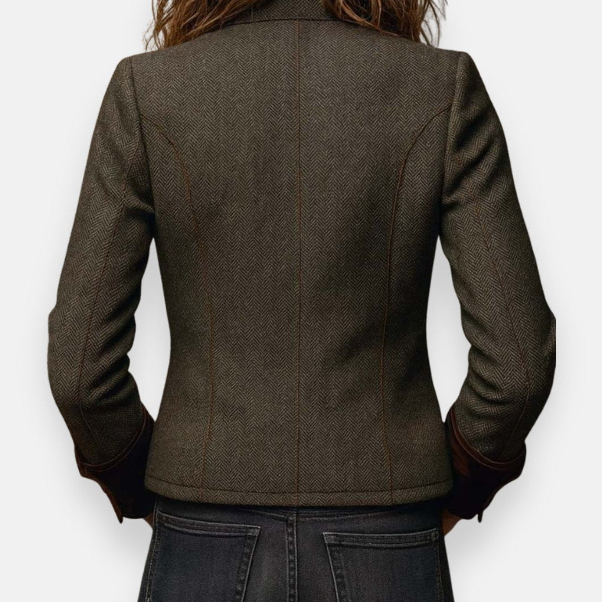 Ruth | Tailored Herringbone Tweed Military Jacket